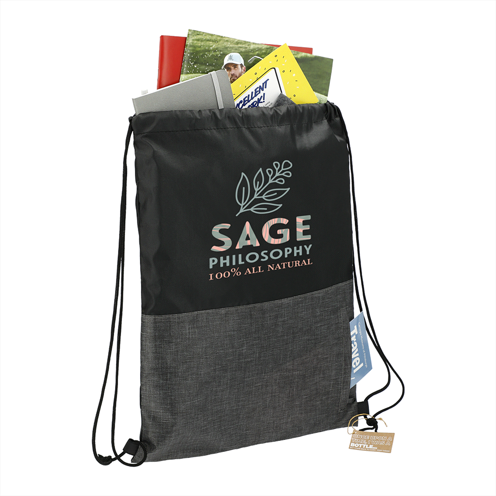 Ash Zippered Recycled Drawstring Bag – Drawstring Bags – Global Stock – available in Black – thumbnail 4 of 4
