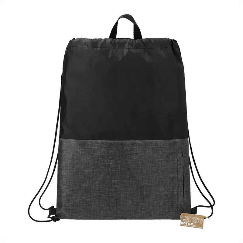 Ash Zippered Recycled Drawstring Bag – Drawstring Bags – available in black colour