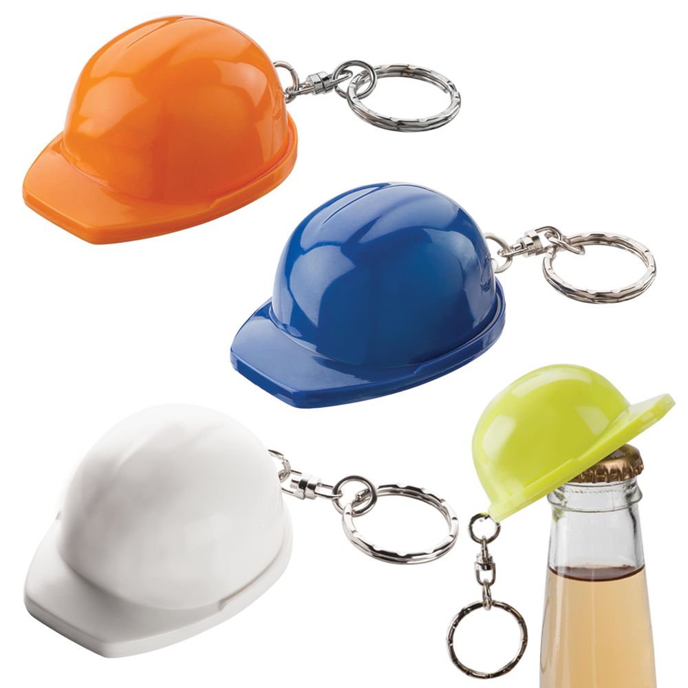 Hard Hat Keyring – Bottle Openers – The Range – available in Blue, Orange, White and Yellow – thumbnail 1 of 10