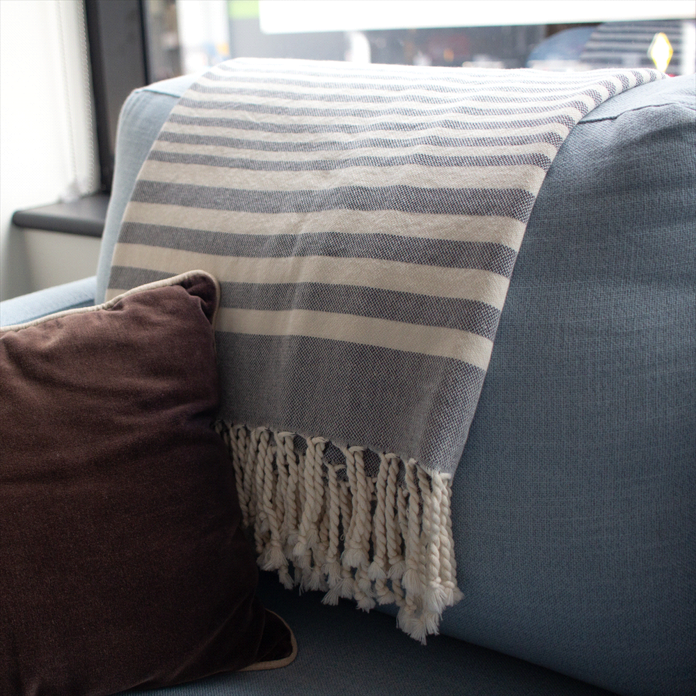 Hilana Upcycled Fethiye Throw Blanket – Blankets – The Range – available in Blue – thumbnail 3 of 8