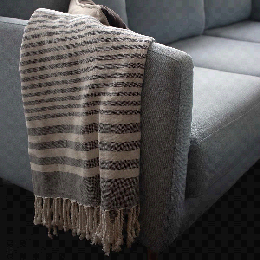 Hilana Upcycled Fethiye Throw Blanket – Blankets – The Range – available in Blue – thumbnail 6 of 8