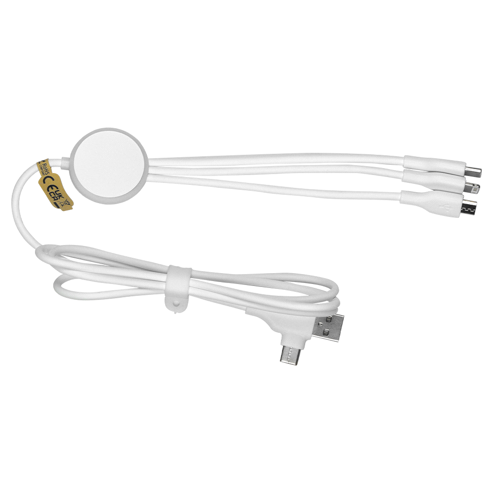 120cm Recycled 6-In-1 Charging Cable – Desk Accessories – The Range – available in White – thumbnail 2 of 4