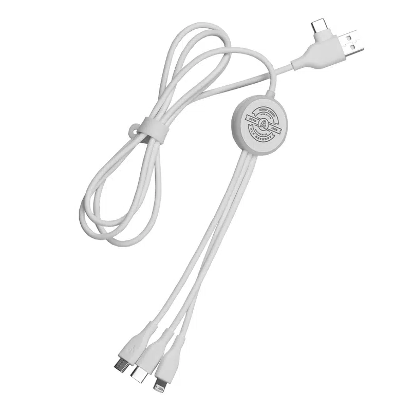 120cm Recycled 6-In-1 Charging Cable – Desk Accessories – available in white colour