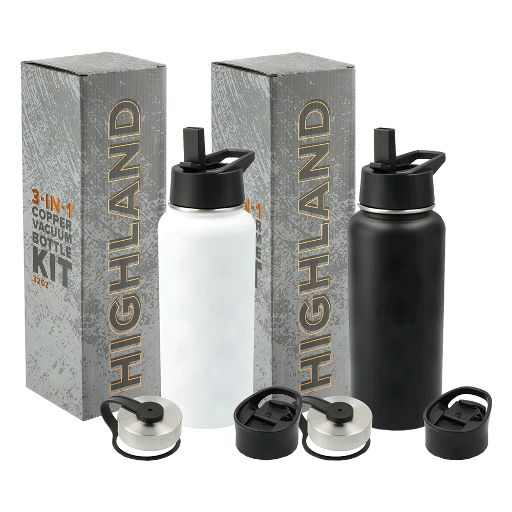 Trekk Highland 3-In-1 Copper Vacuum Bottle Kit 950ml – Drink Bottles – The Range – available in Black and White – thumbnail 1 of 31