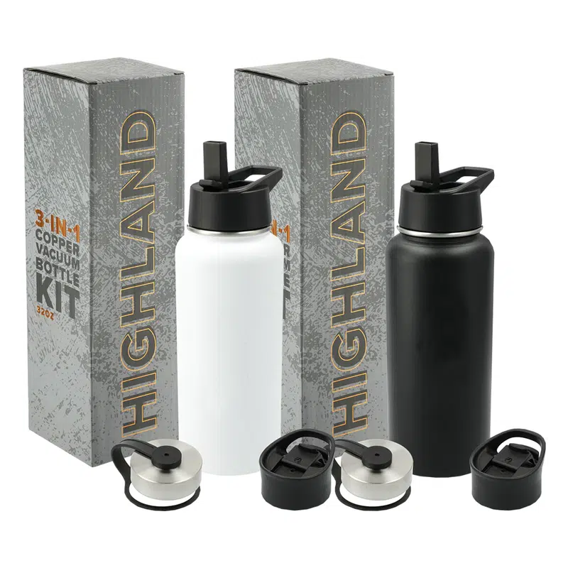 Trekk Highland 3-In-1 Copper Vacuum Bottle Kit 950ml – Drink Bottles – available in black colour