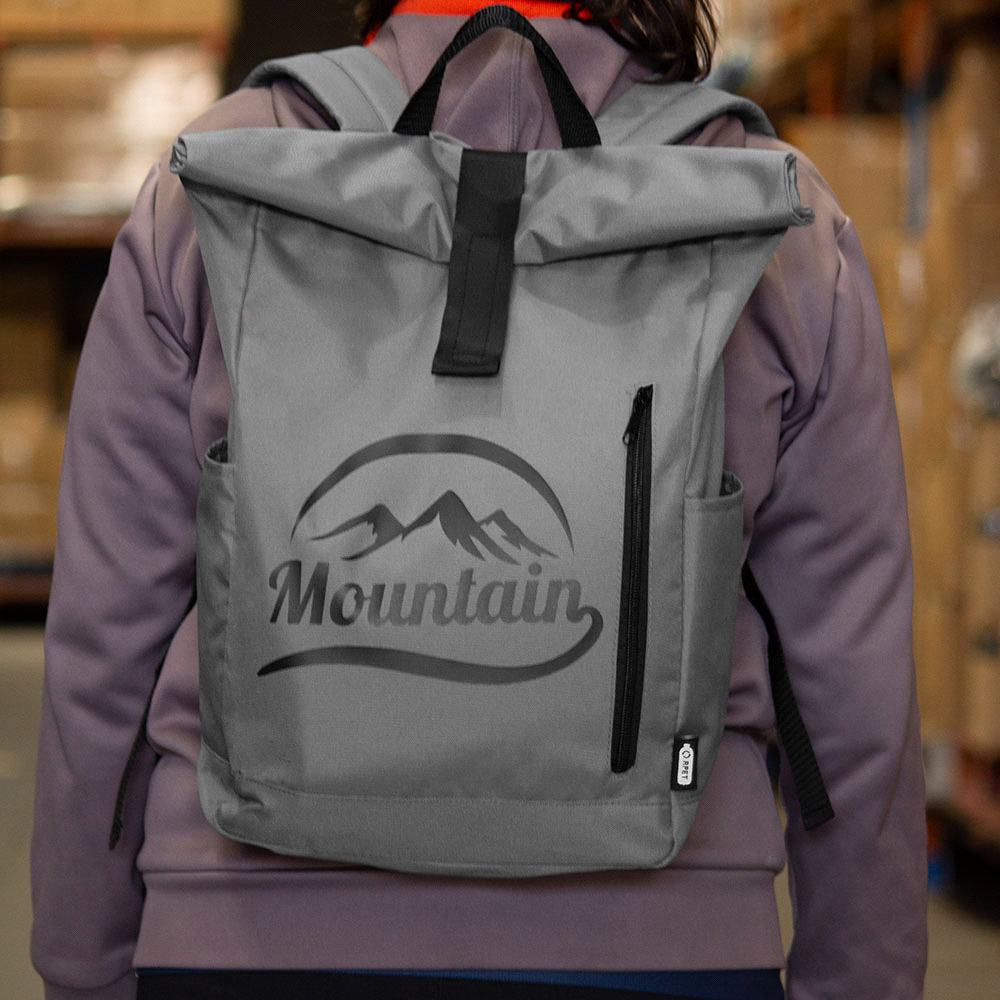 Byron 15.6" GRS RPET Roll-Top Backpack 18L – Backpacks – The Range – available in Black, Grey and Navy – thumbnail 20 of 20