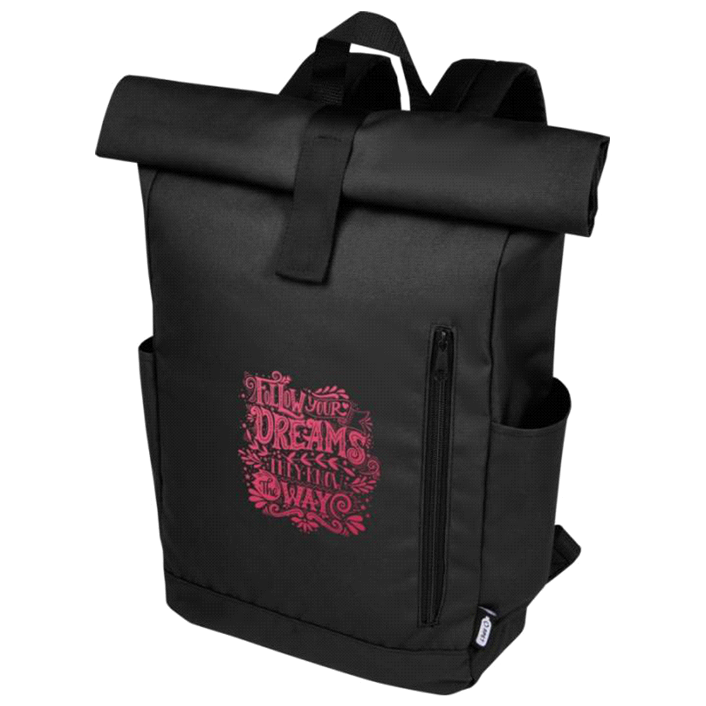 Byron 15.6" GRS RPET Roll-Top Backpack 18L – Backpacks – The Range – available in Black, Grey and Navy – thumbnail 3 of 20