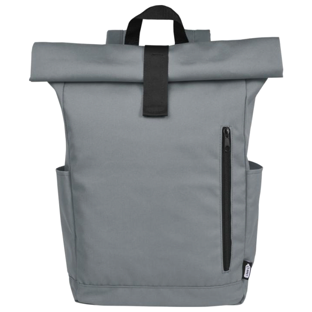 Byron 15.6" GRS RPET Roll-Top Backpack 18L – Backpacks – The Range – available in Black, Grey and Navy – thumbnail 18 of 20