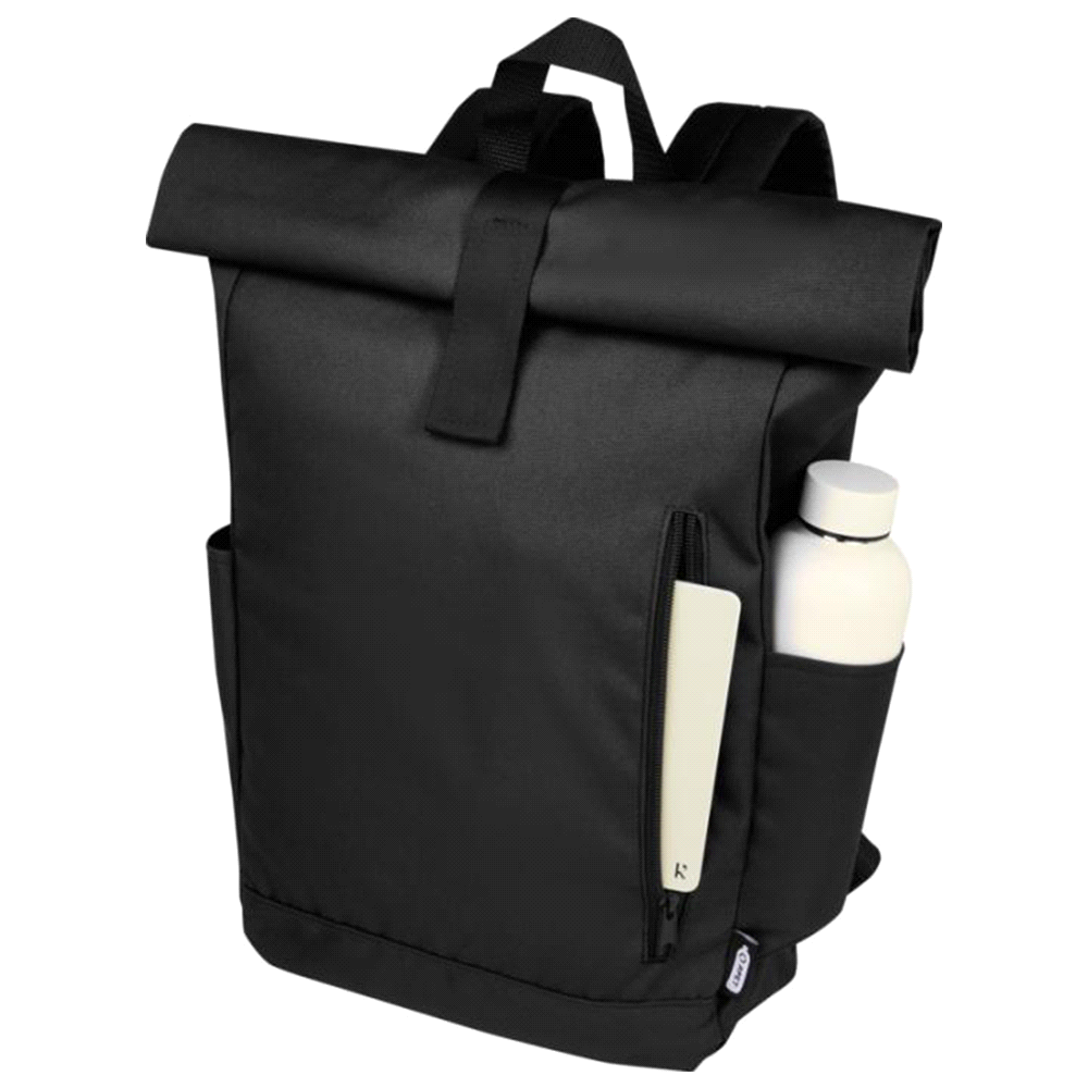 Byron 15.6" GRS RPET Roll-Top Backpack 18L – Backpacks – The Range – available in Black, Grey and Navy – thumbnail 6 of 20