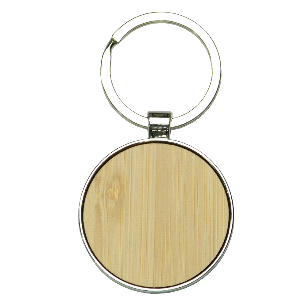 Circular Recycled Zinc Alloy Keyring w/ Bamboo – Keyrings – The Range – available in Bamboo – thumbnail 1 of 4