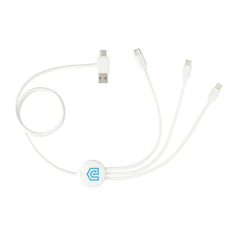 5-In-1 Charging Cable w/ Antimicrobial Additive – Desk Accessories – Global Stock – available in White – thumbnail 3 of 4