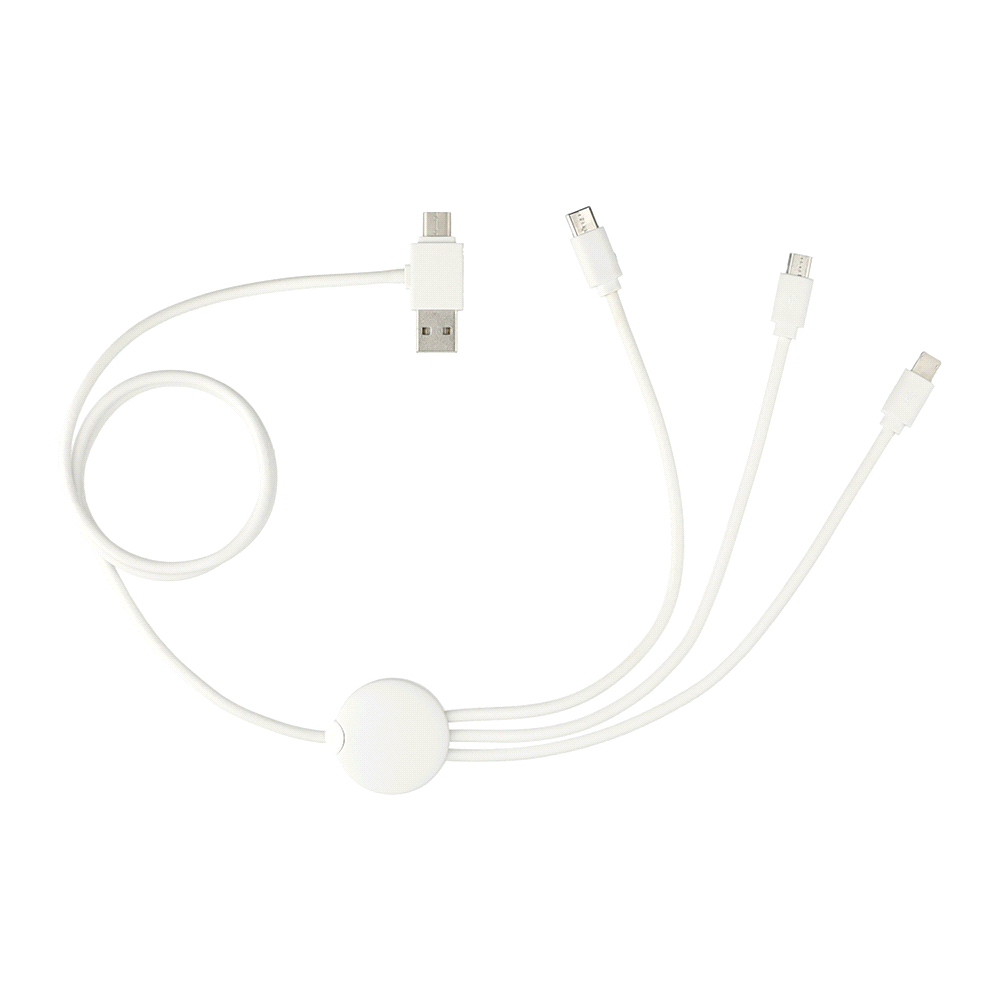 5-In-1 Charging Cable w/ Antimicrobial Additive – Desk Accessories – Global Stock – available in White – thumbnail 1 of 4