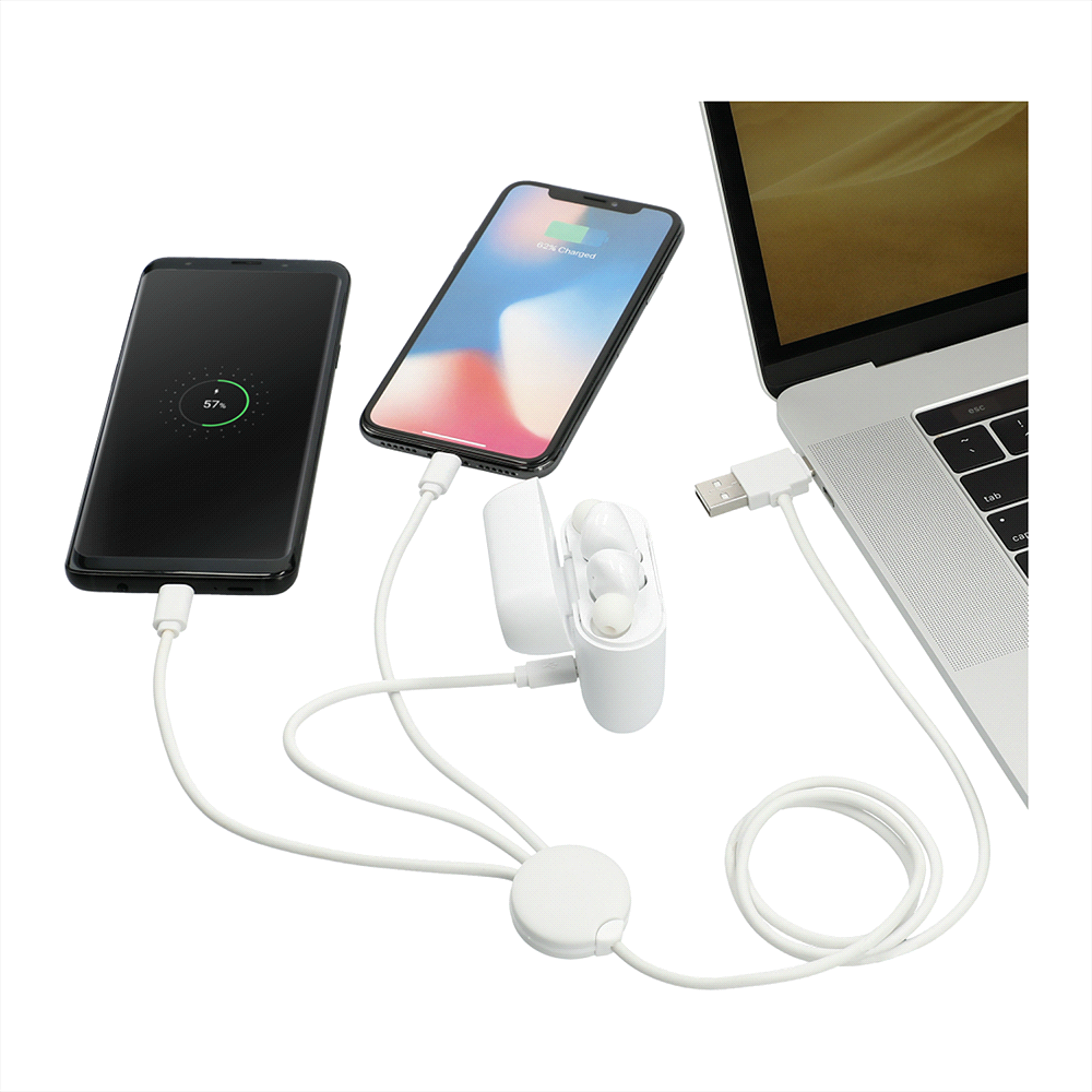 5-In-1 Charging Cable w/ Antimicrobial Additive – Desk Accessories – Global Stock – available in White – thumbnail 2 of 4