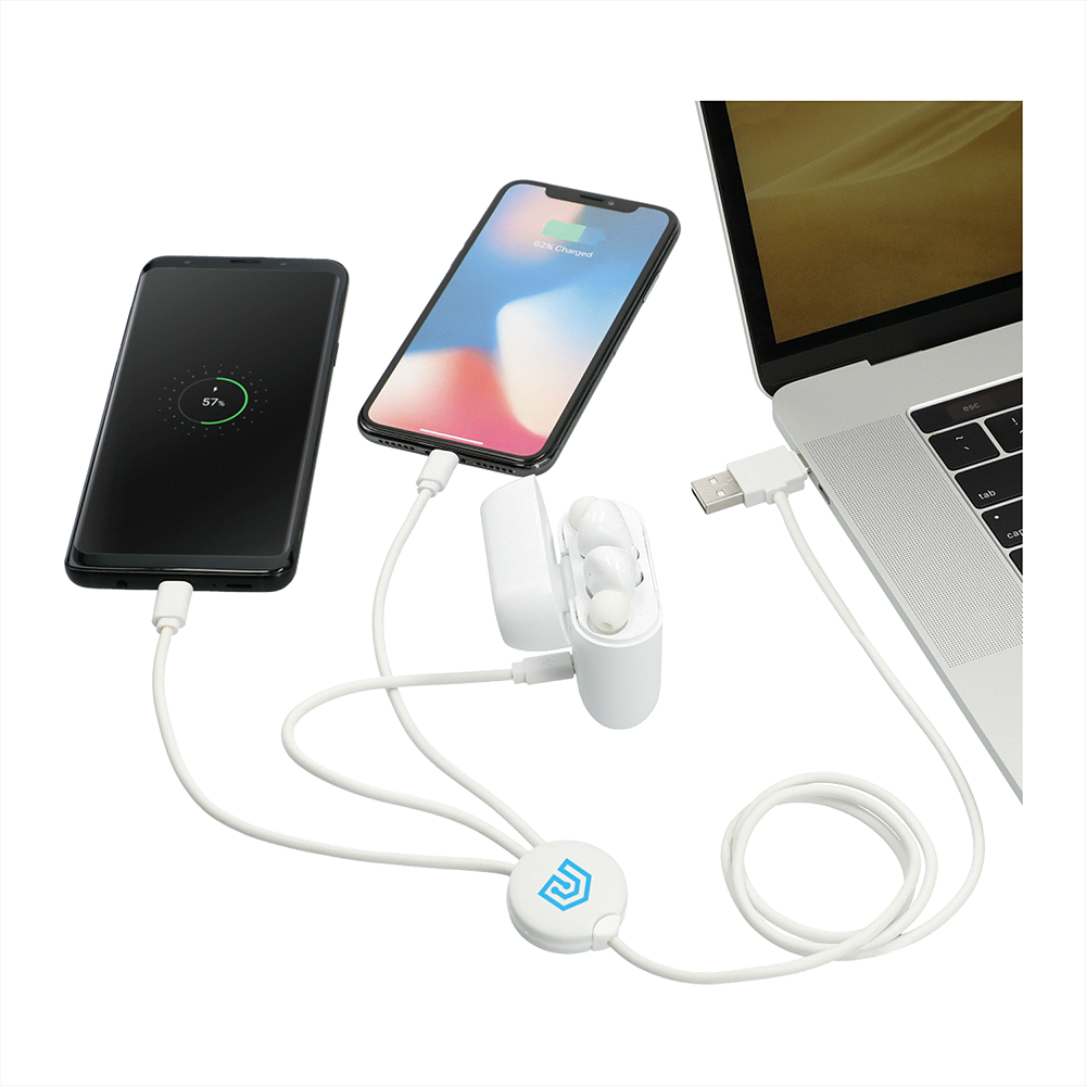 5-In-1 Charging Cable w/ Antimicrobial Additive – Desk Accessories – Global Stock – available in White – thumbnail 4 of 4