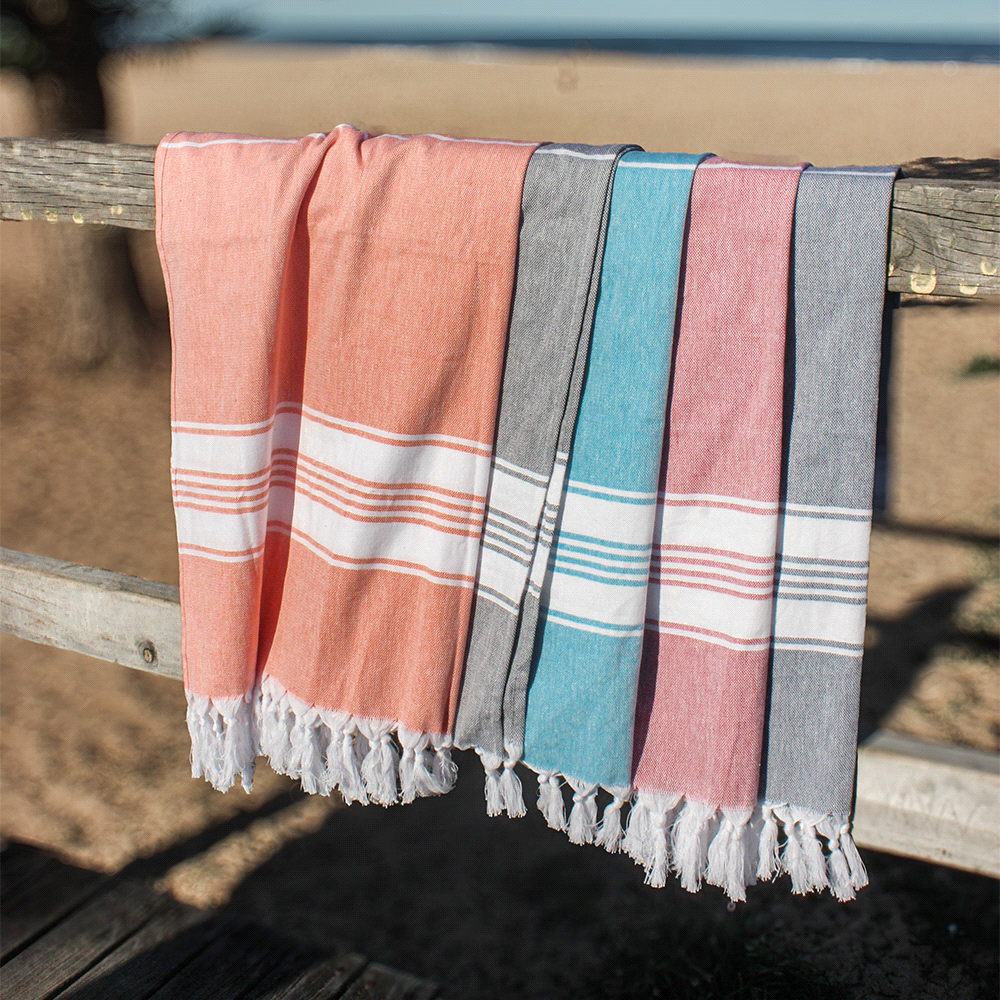Trekk 100% Cotton Turkish Towel – Towels – The Range – available in Black, Navy, Orange, Pale Blue and Red – thumbnail 2 of 14
