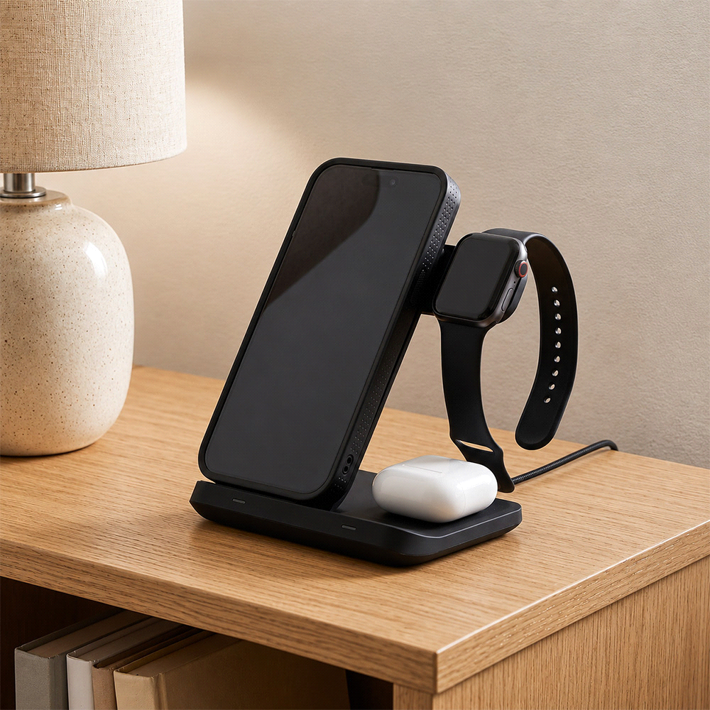 Axis 3 in 1 Wireless Charger – Desk Accessories – The Range – available in Black and White – thumbnail 10 of 21