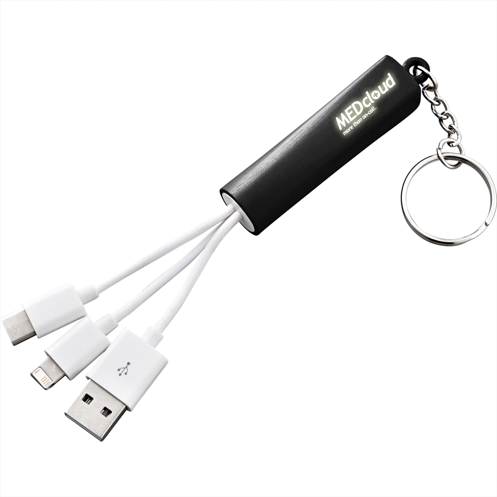 Route Light Up Logo 3-In-1 Cable – Cable Tidies – Global Stock – available in Black, Blue, White – thumbnail 6 of 7