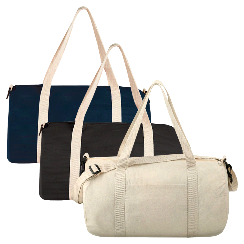 Cotton 18" Barrel Duffel – Duffle/Sports Bags – Global Stock – available in Black, Blue – thumbnail 1 of 9