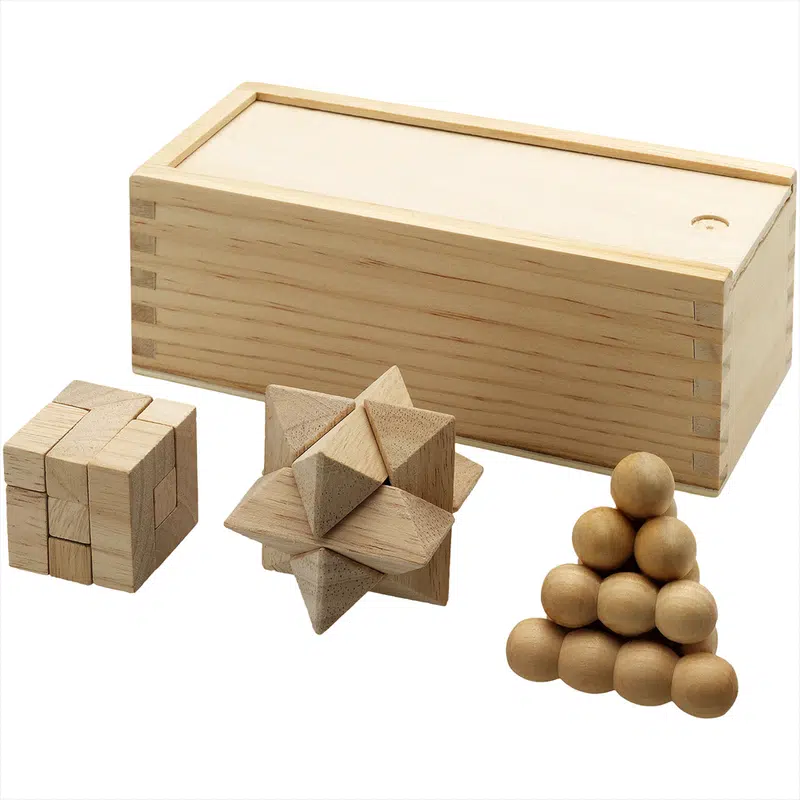 Brainiac 3-Piece Wooden Brain Teaser Set – Cooler Bags – available in beige colour