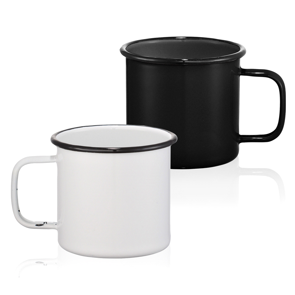 Enamel Metal Cup 500ml – Mugs – The Range – available in Black and White – thumbnail 1 of 17