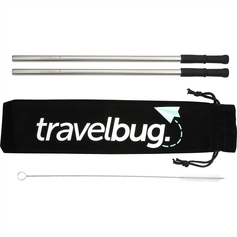 Reusable Stainless Steel Straw Set w/ Brush – Drinking Straws – Global Stock – available in Silver – thumbnail 3 of 3