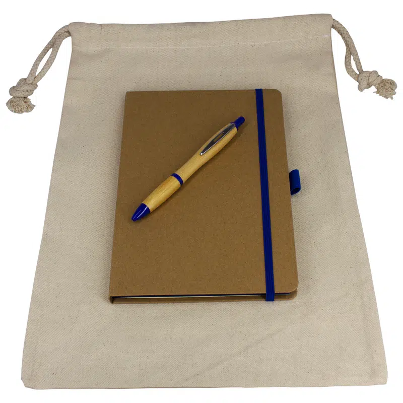 Gift Set - Drawstring Bag + JournalBook + Pen – Drawstring Bags – available in black, blue, red colours
