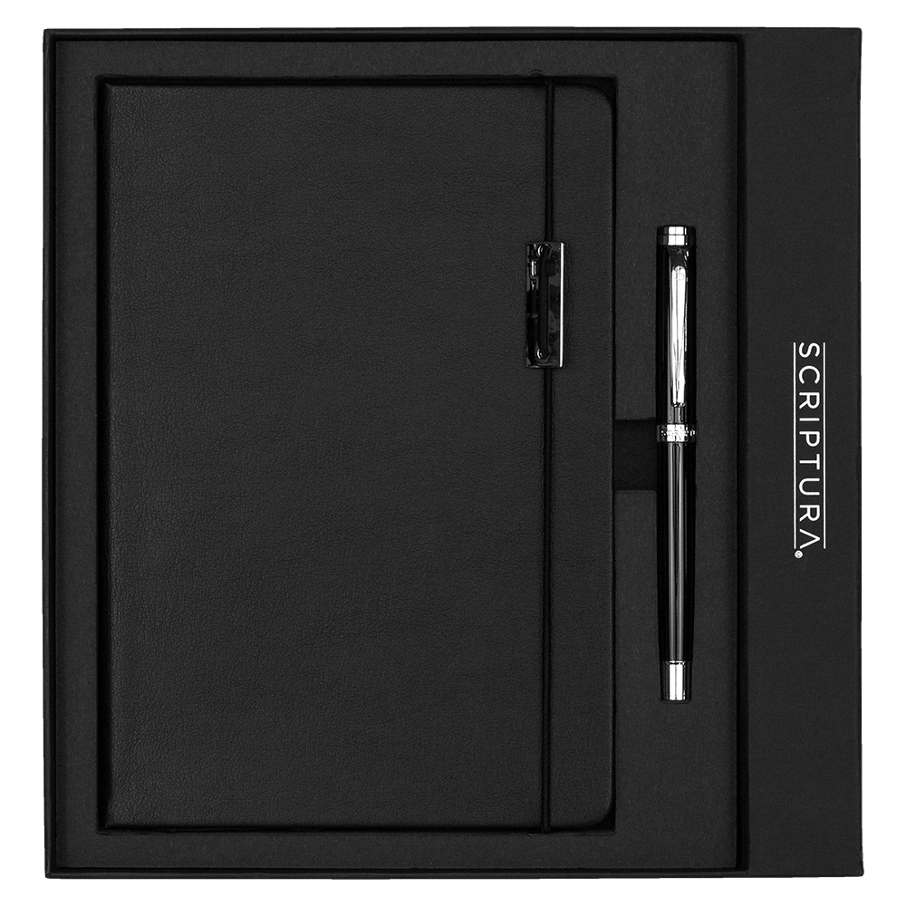 Scriptura Legato Notebook & Pen – Gift Sets – The Range – available in Black – thumbnail 1 of 15