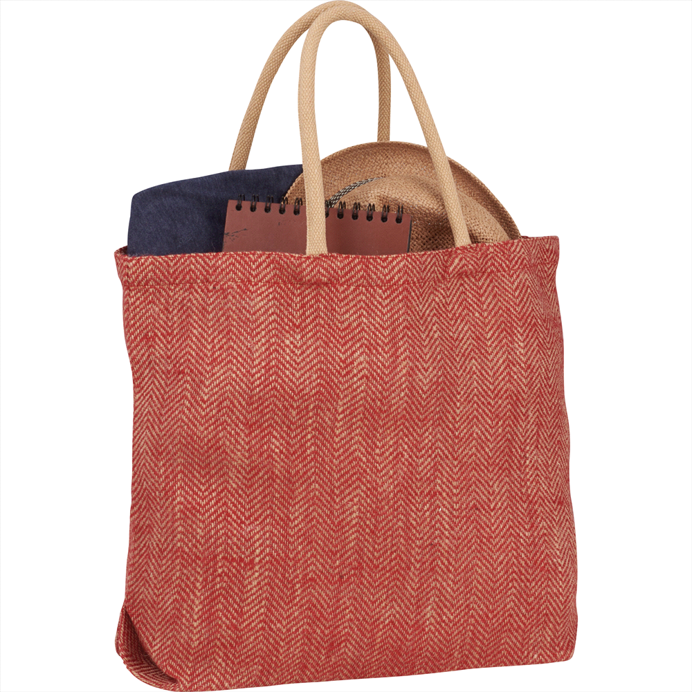 Herringbone Jute Tote 29L – Shoppers – Global Stock – available in Brown – thumbnail 4 of 6