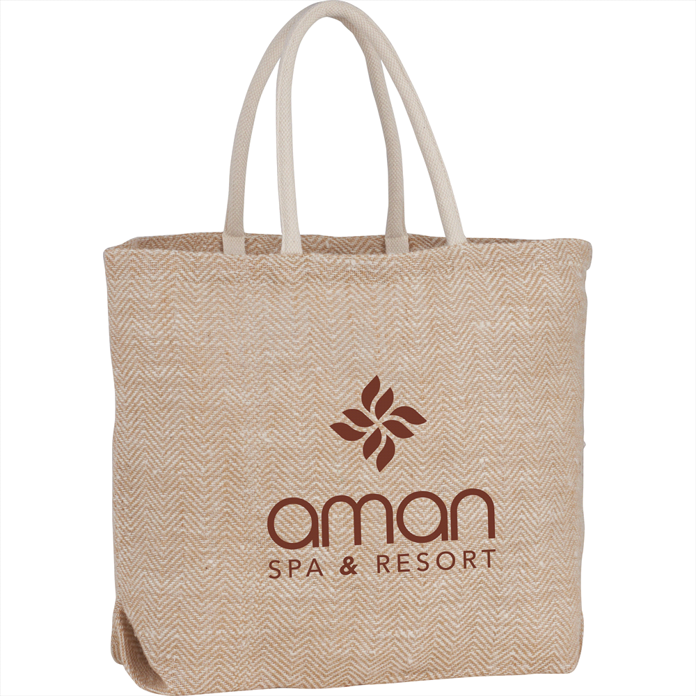 Herringbone Jute Tote 29L – Shoppers – Global Stock – available in Brown – thumbnail 6 of 6