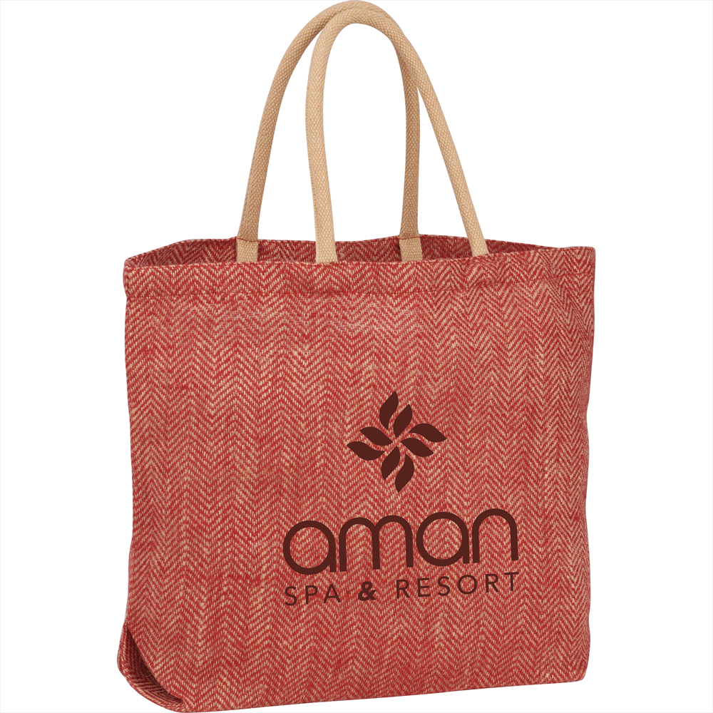 Herringbone Jute Tote 29L – Shoppers – Global Stock – available in Brown – thumbnail 5 of 6