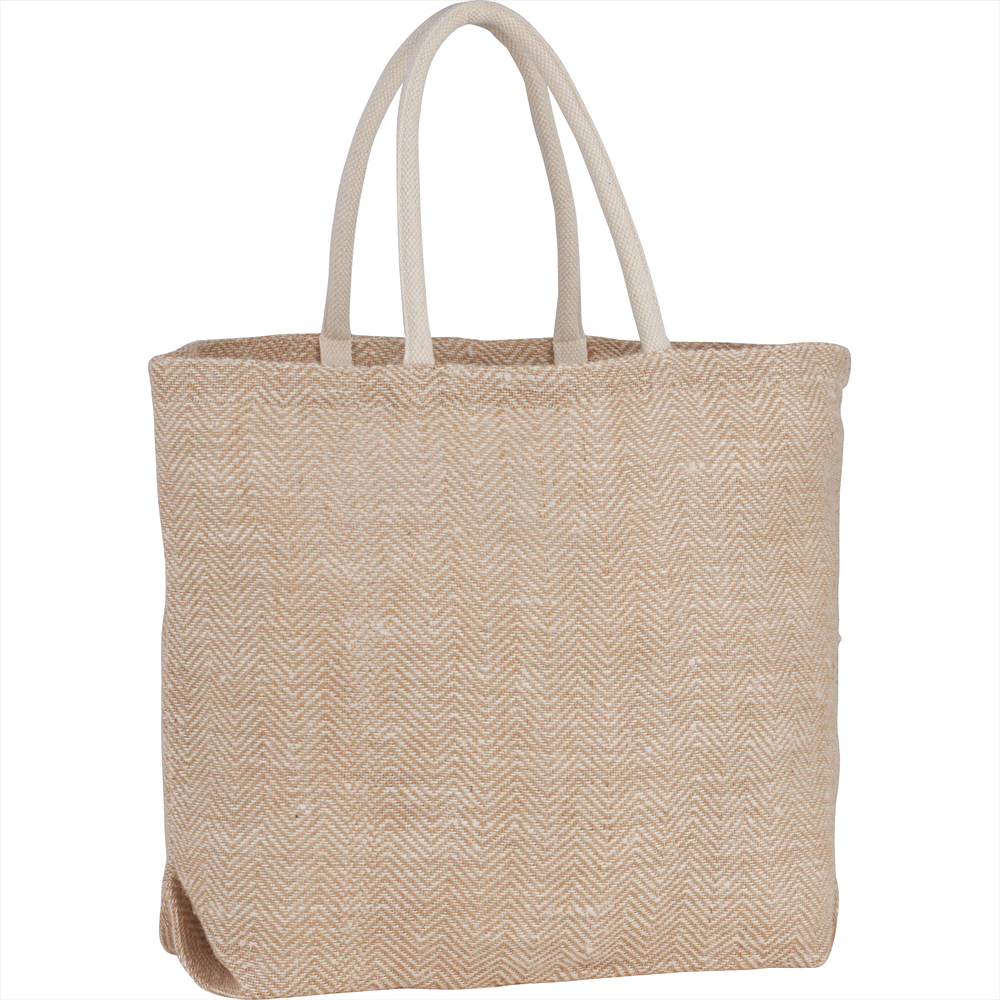 Herringbone Jute Tote 29L – Shoppers – Global Stock – available in Brown – thumbnail 3 of 6