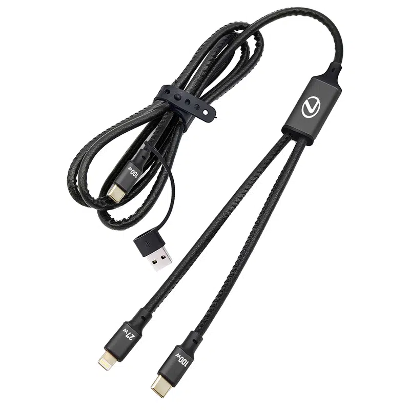 120cm 4 in 1 Fast Charging Data Transfer Cable – Desk Accessories – available in black colour