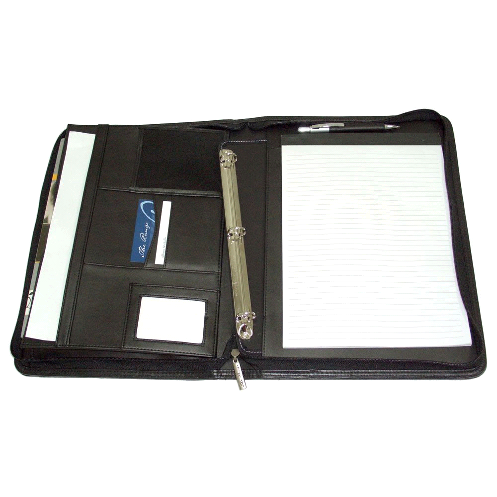 The Manhattan A4 Imitation Leather Zip Compendium – Compendiums – The Range – available in Black – thumbnail 2 of 2