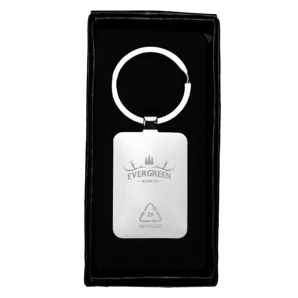Rectangle Recycled Zinc Alloy Keyring w/ Bamboo – Travel Mugs – The Range – available in Bamboo – thumbnail 4 of 4