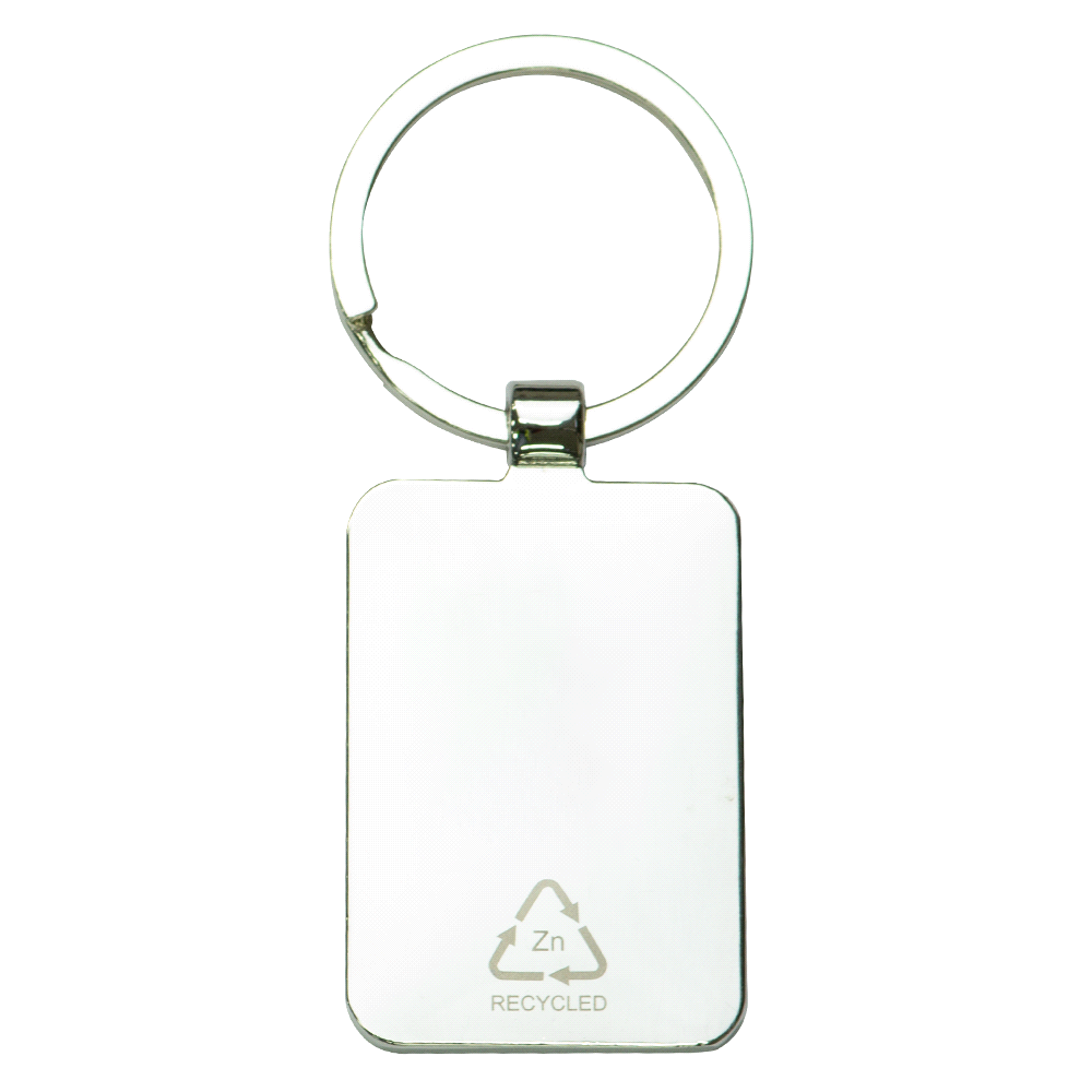 Rectangle Recycled Zinc Alloy Keyring w/ Bamboo – Travel Mugs – The Range – available in Bamboo – thumbnail 2 of 4