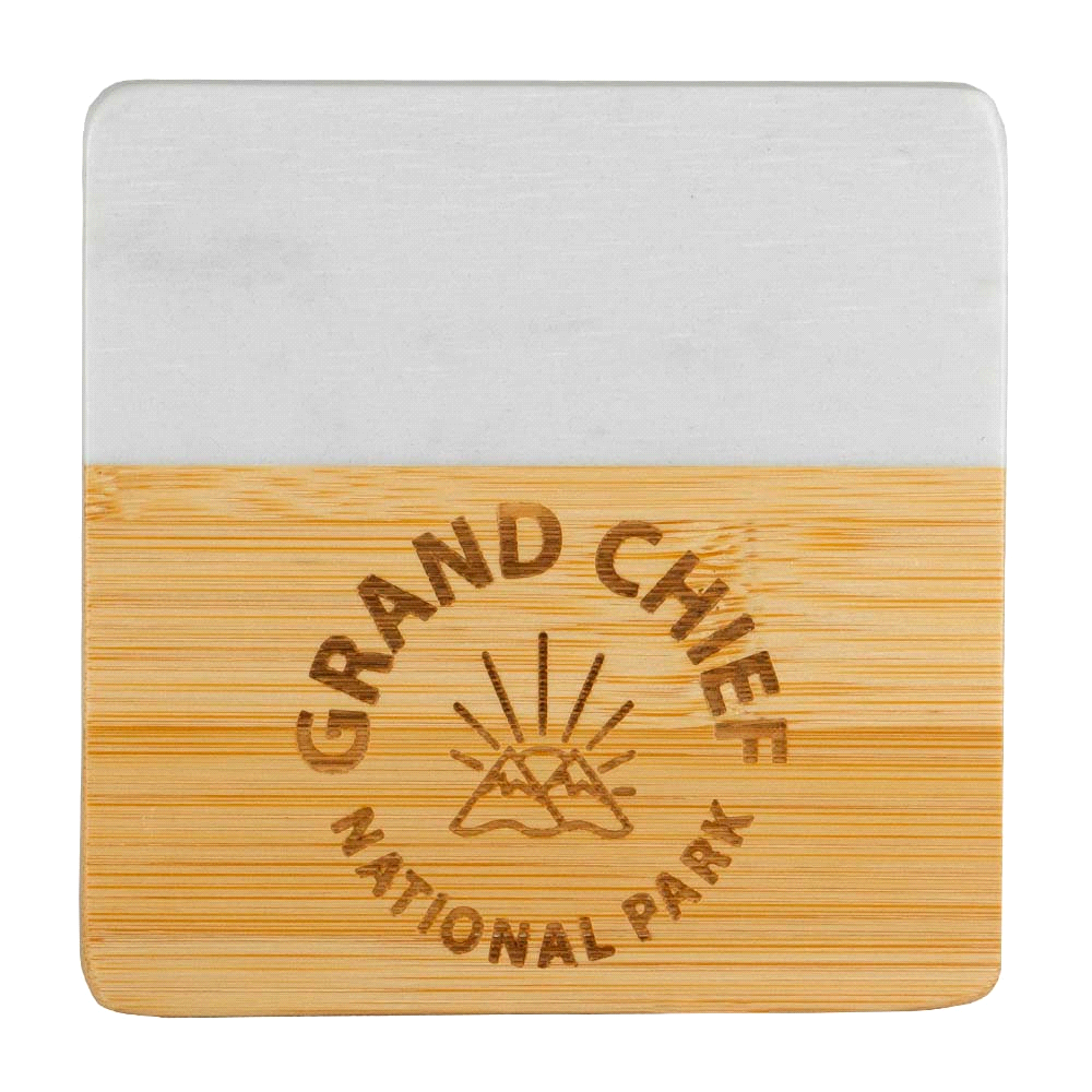 Marble & Bamboo Coaster – Glassware – The Range – available in Brown – thumbnail 9 of 11