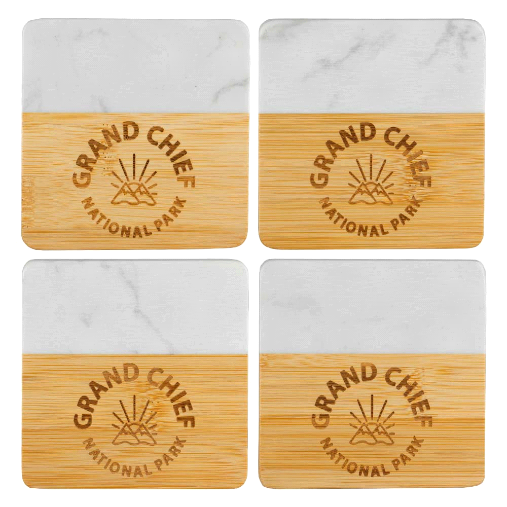 Marble & Bamboo Coaster – Glassware – The Range – available in Natural/White – thumbnail 5 of 11