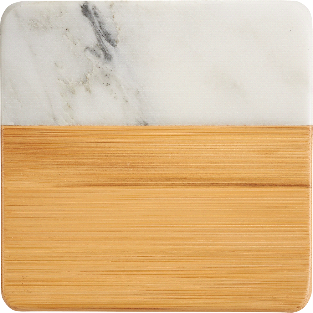 Marble & Bamboo Coaster – Glassware – The Range – available in Natural/White – thumbnail 4 of 11