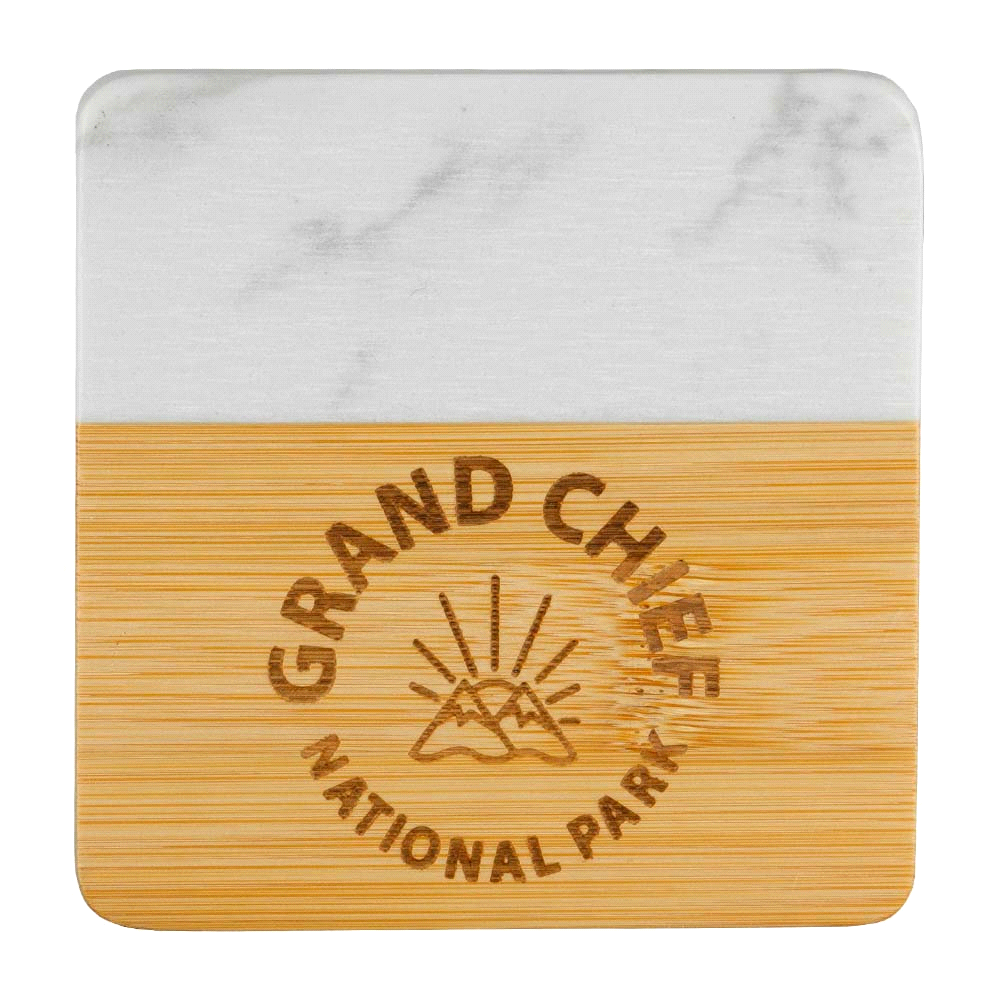 Marble & Bamboo Coaster – Glassware – The Range – available in Natural/White – thumbnail 7 of 11