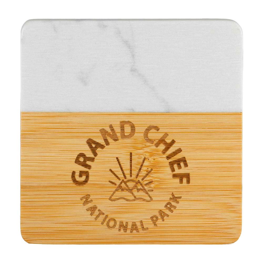 Marble & Bamboo Coaster – Glassware – The Range – available in Natural/White – thumbnail 6 of 11
