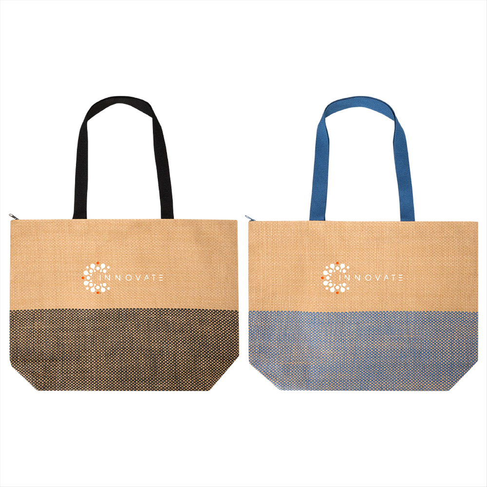 Paper Straw Large Zipped Tote - 21L – Tote Bags – The Range – available in Black and Blue – thumbnail 2 of 11