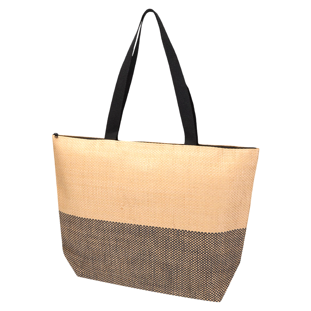 Paper Straw Large Zipped Tote - 21L – Tote Bags – The Range – available in Black and Blue – thumbnail 3 of 11