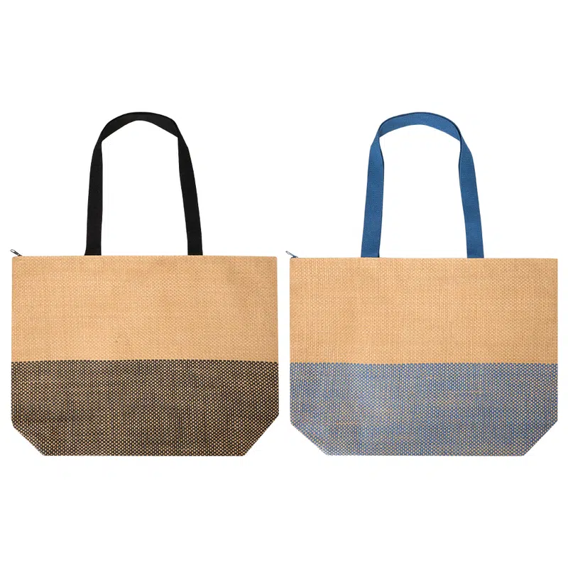 Paper Straw Large Zipped Tote - 21L – Tote Bags – available in black colour