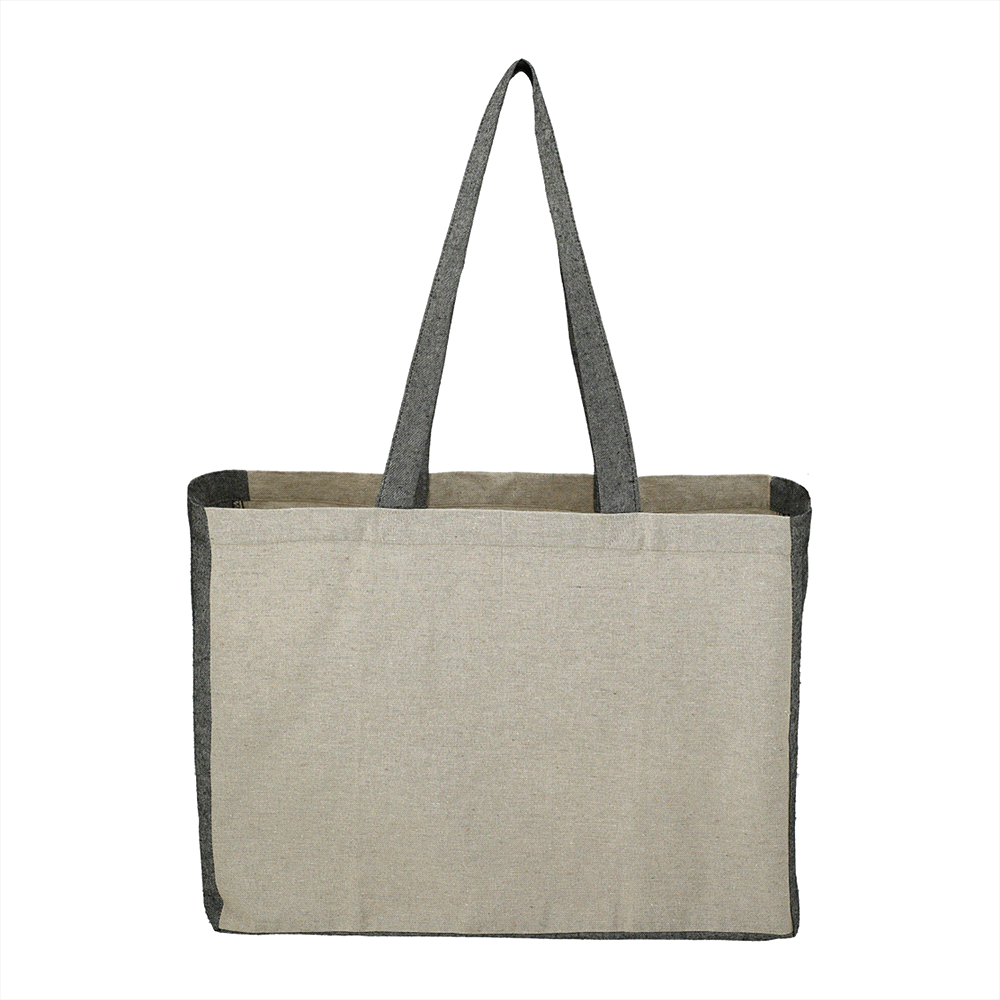 Recycled Cotton Contrast Side Shopper Tote 18L – Shoppers – Global Stock – thumbnail 1 of 7