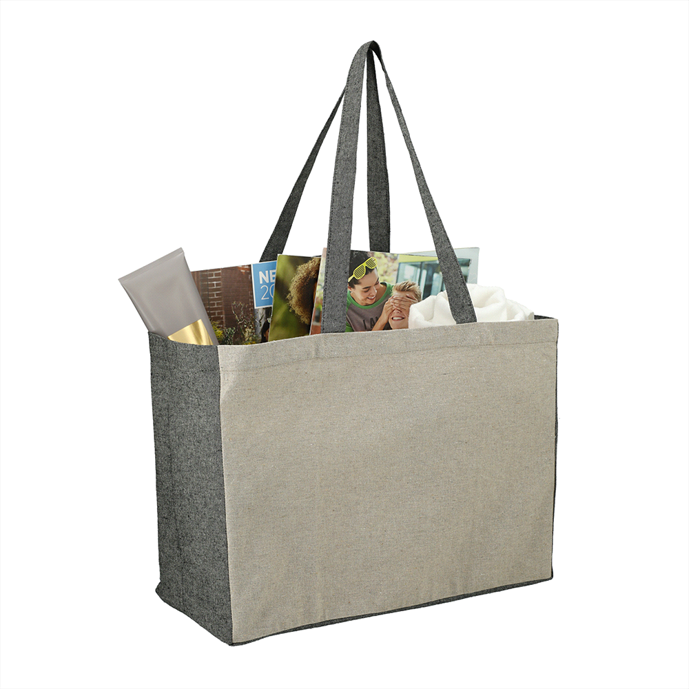 Recycled Cotton Contrast Side Shopper Tote 18L – Shoppers – Global Stock – thumbnail 2 of 7