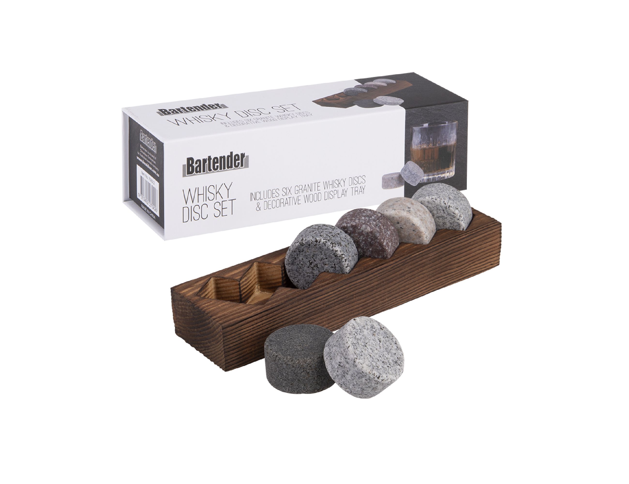 Bartender Whisky Discs Set 6 w/wood Base – Misc Drinkware
