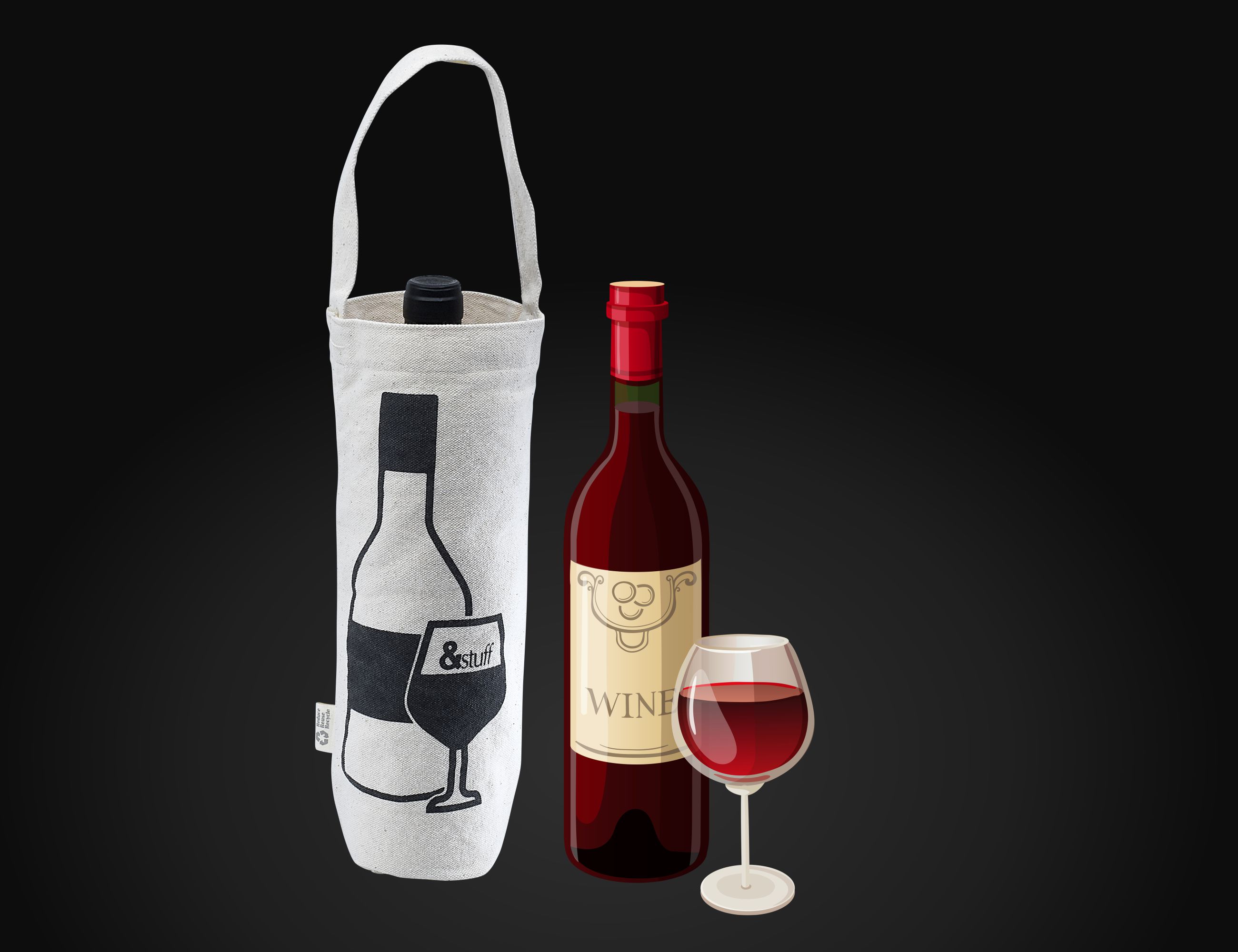Calico Wine Bag 30cm x 16cm x 9cm – Pouches – available in White – photo 1 of 7