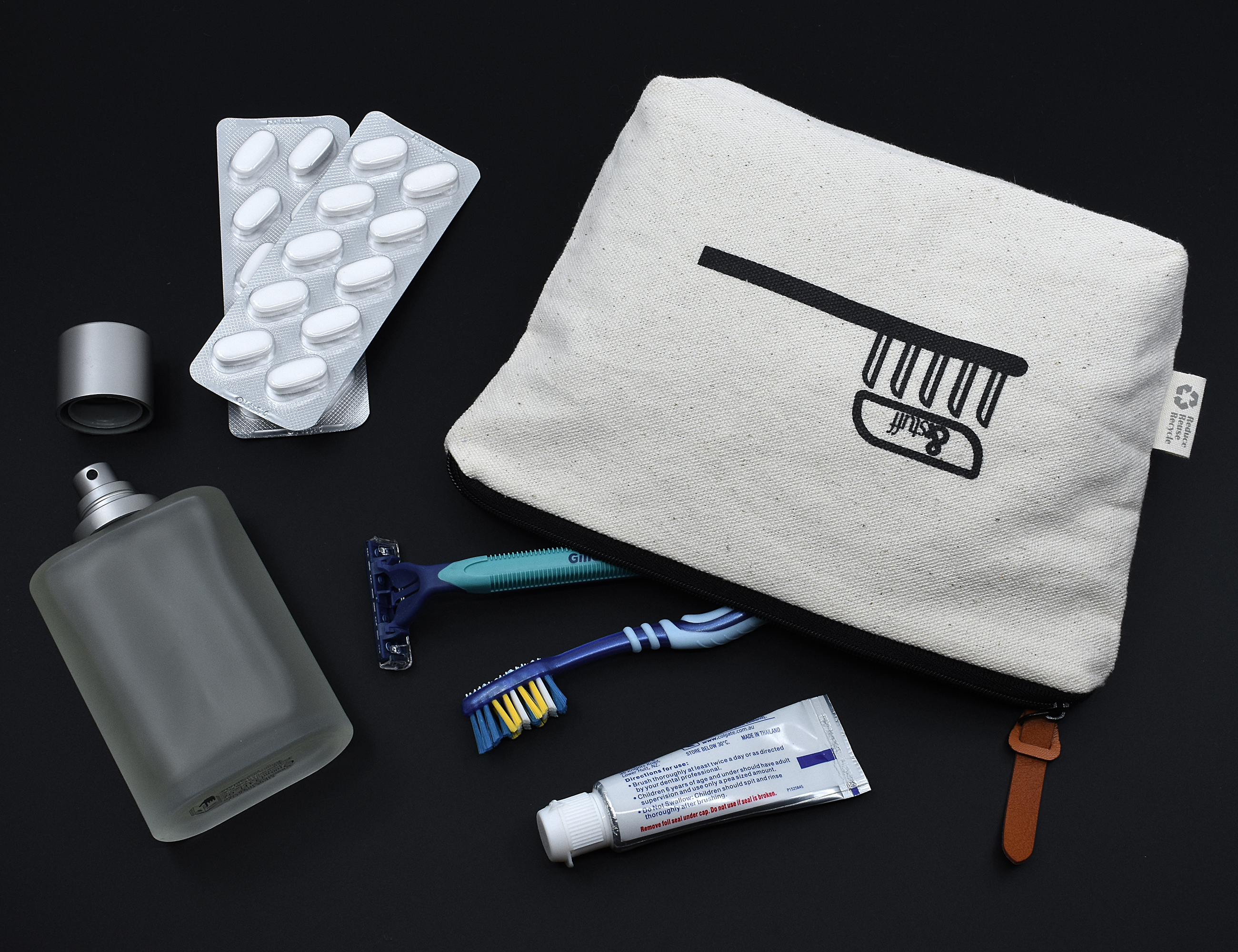 Calico Toiletry/Makeup Bag 14.5cmx22.5cm – Pouches – available in White – photo 1 of 10