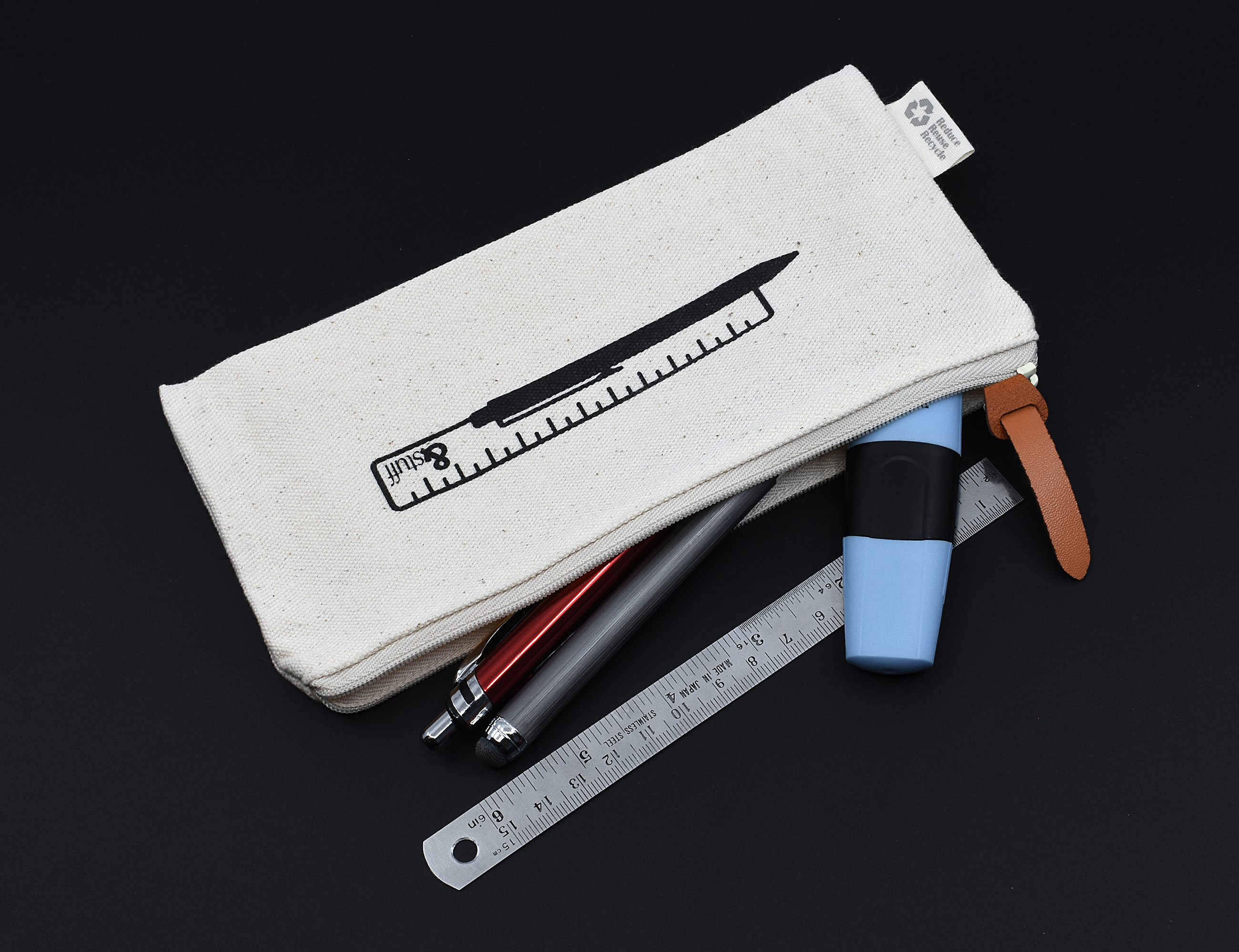 Calico Pencil Case 10cm x 21cm – Pouches – available in White – photo 1 of 9