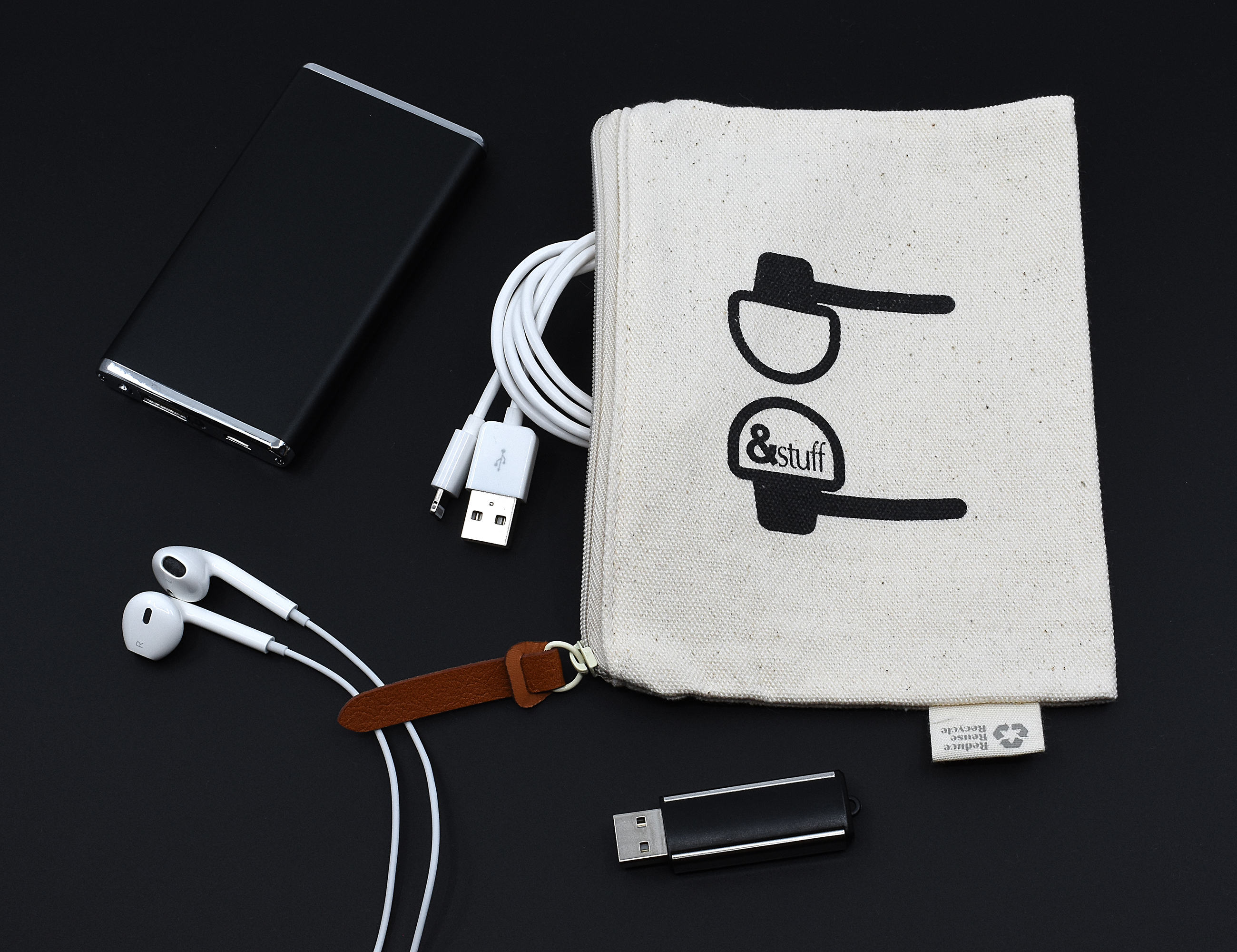 Calico Earphone Pouch 12.5cm x 17cm – Pouches – available in White – photo 1 of 9